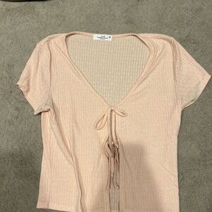 Forever 21 Light Pink Tie-Front Blouse